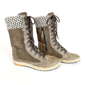 Cushe Womens Boho Chill Lace Up Boots US 10 Gray Waterproof Leather Winter